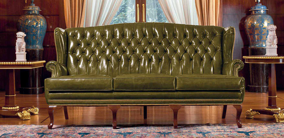Italian Classic Leather Sofa Stoccolma, Classic Leather Furniture